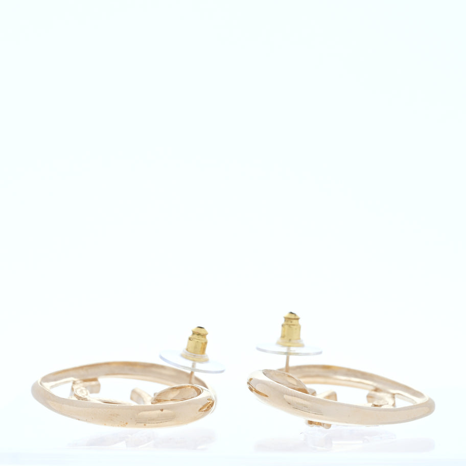 Chanel Metal Crystal CC Logo Heart Earrings  Gold Image 4