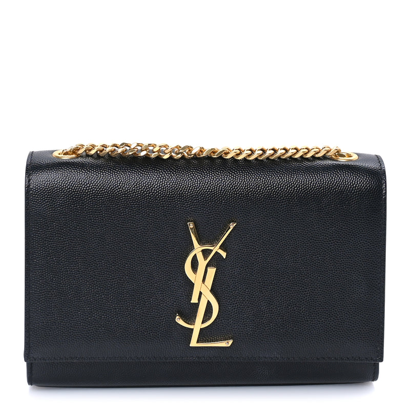 Saint Laurent Grain De Poudre Medium Classic Monogram Kate Satchel  Black