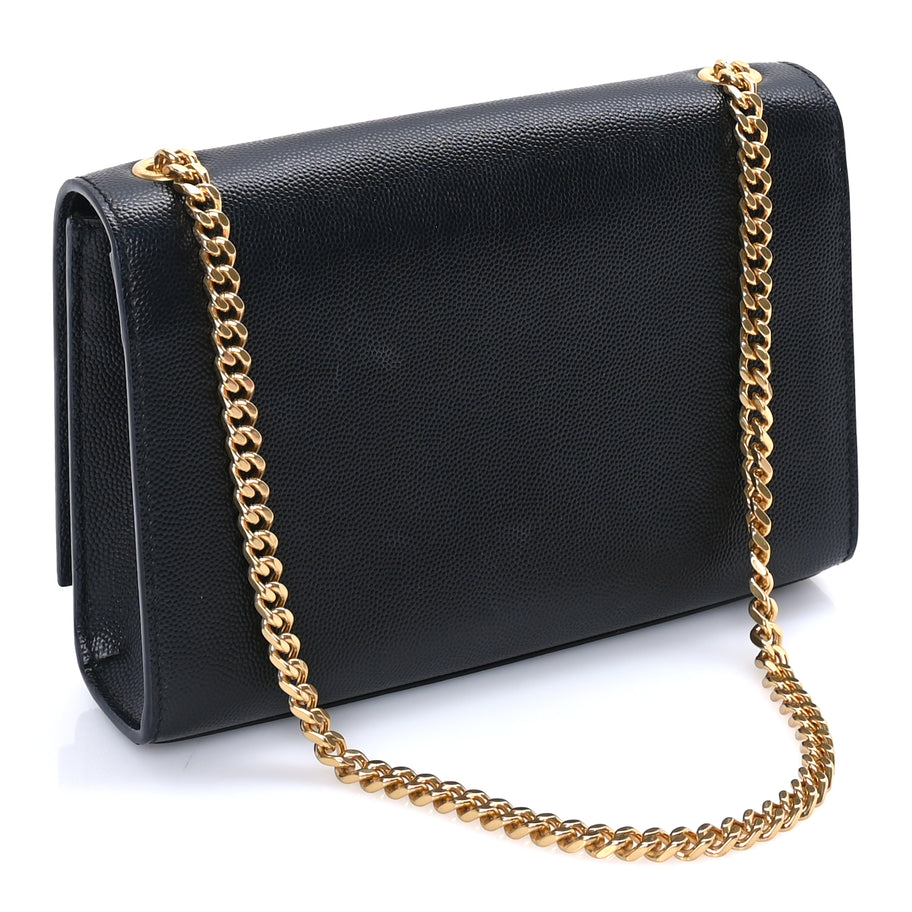 Saint Laurent Grain De Poudre Medium Classic Monogram Kate Satchel  Black Image 2