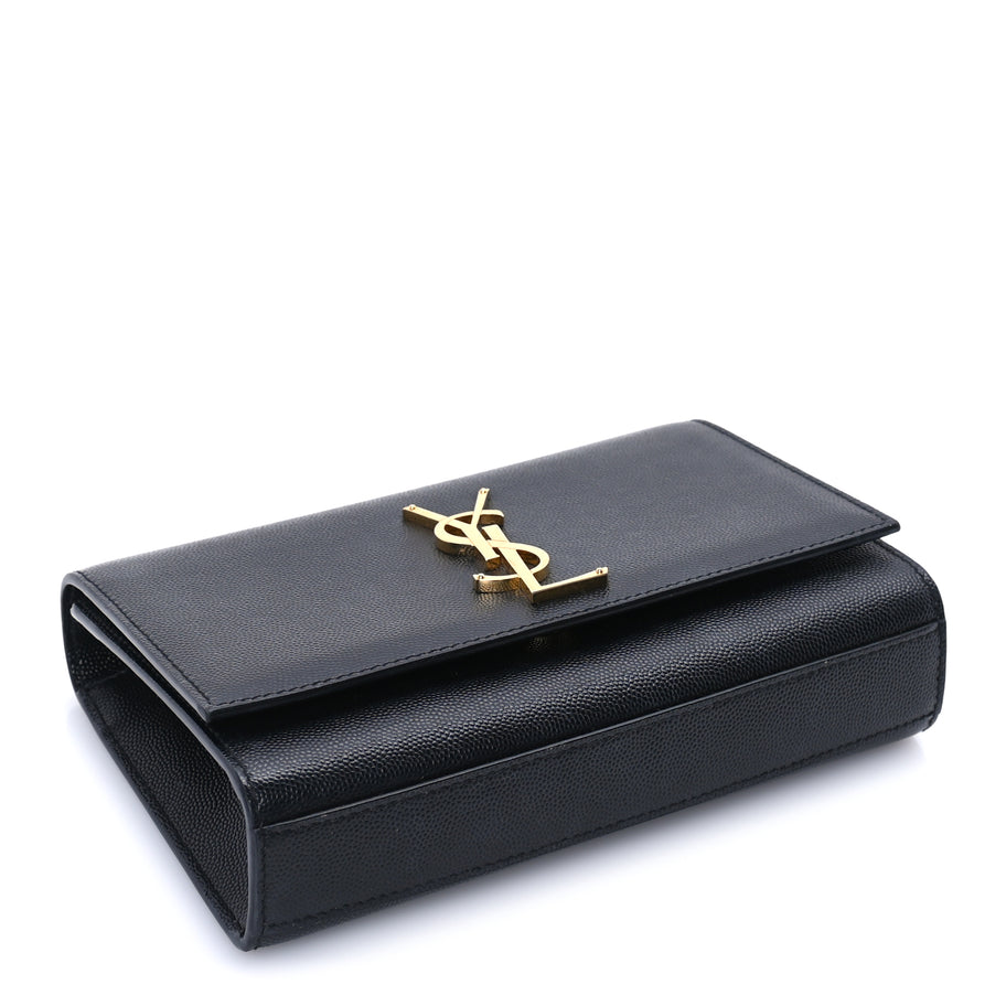 Saint Laurent Grain De Poudre Medium Classic Monogram Kate Satchel  Black Image 3