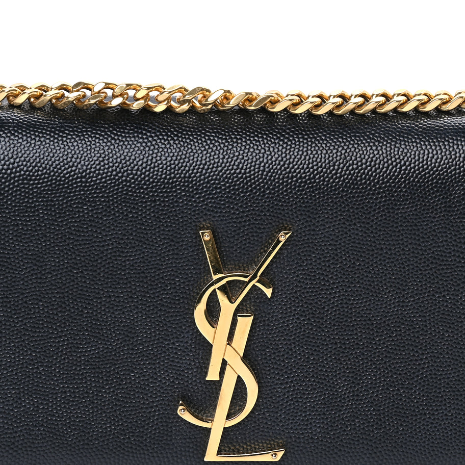 Saint Laurent Grain De Poudre Medium Classic Monogram Kate Satchel  Black Image 6