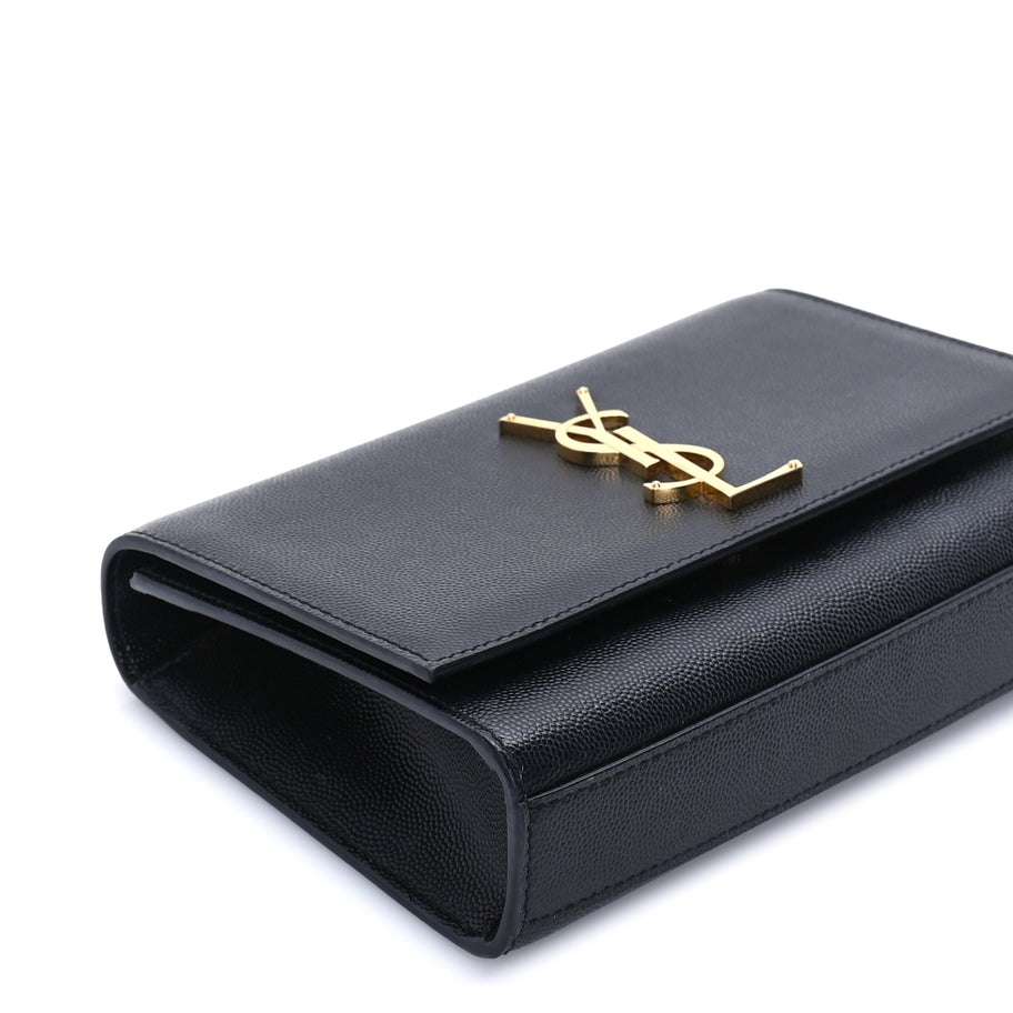 Saint Laurent Grain De Poudre Medium Classic Monogram Kate Satchel  Black Image 7