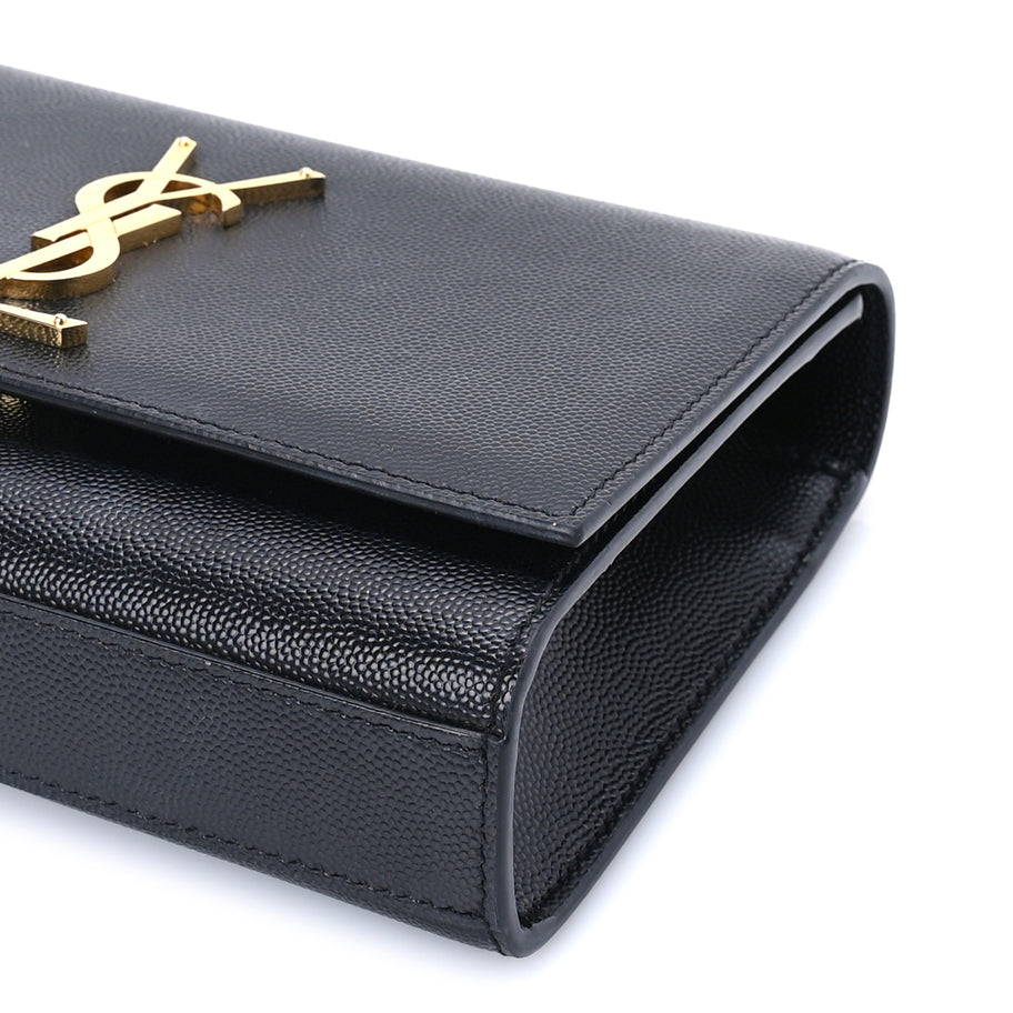 Saint Laurent Grain De Poudre Medium Classic Monogram Kate Satchel  Black Image 8