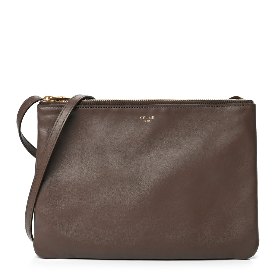Celine Lambskin Large Trio Crossbody Bag Brown Image 1
