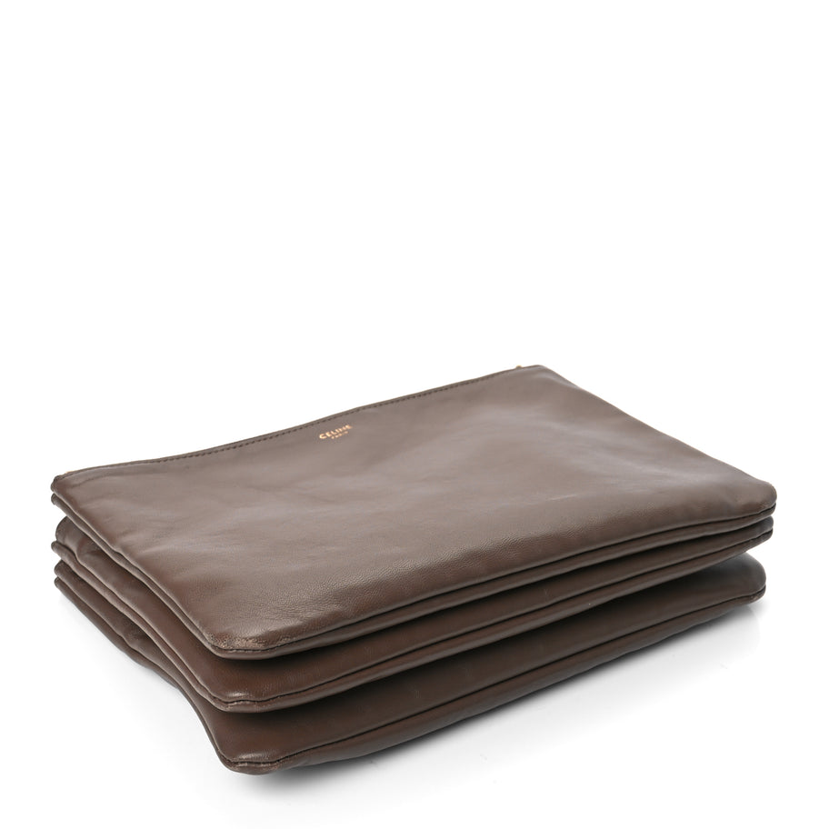 Celine Lambskin Large Trio Crossbody Bag Brown Image 3