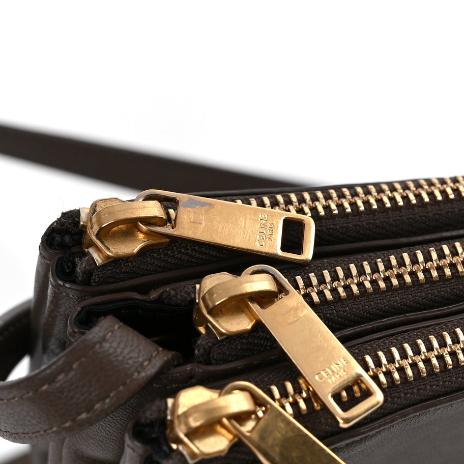 Celine Lambskin Large Trio Crossbody Bag Brown Image 10
