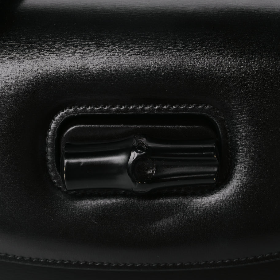 Gucci Boarded Dyana Lux Calfskin Web Monochrome Medium Bamboo 1947 Top Handle Bag Black Image 6