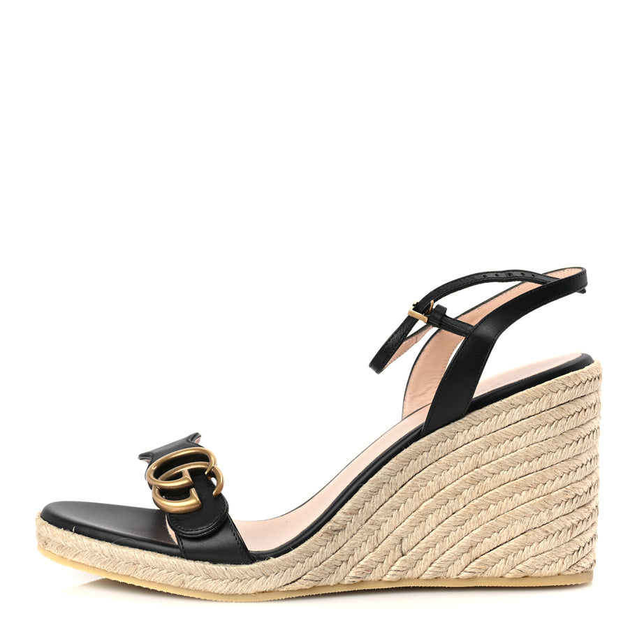 Gucci Galassia Aitana Espadrille 10/95mm Wedge Sandals 40.5 Black Image 1