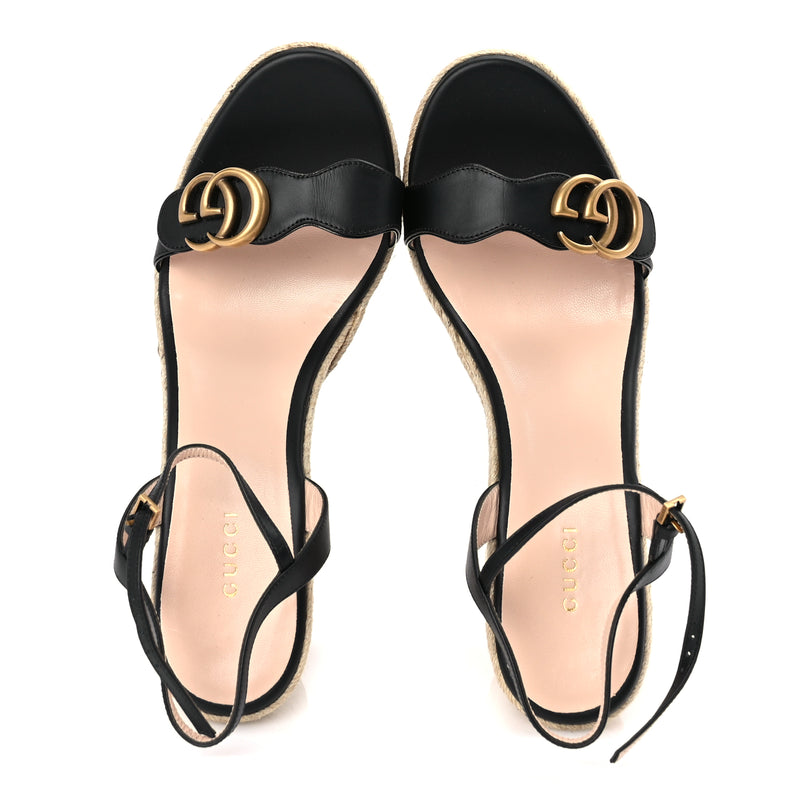  Gucci Galassia Aitana Espadrille 10/95mm Wedge Sandals 40.5 Black
