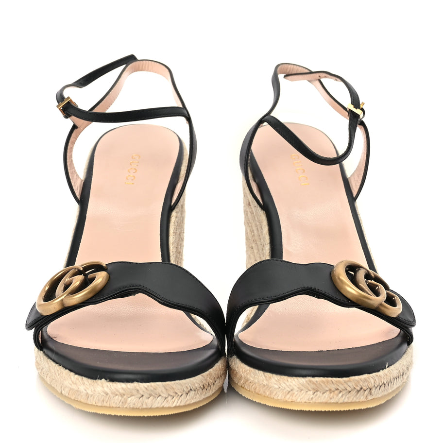 Gucci Galassia Aitana Espadrille 10/95mm Wedge Sandals 40.5 Black Image 3