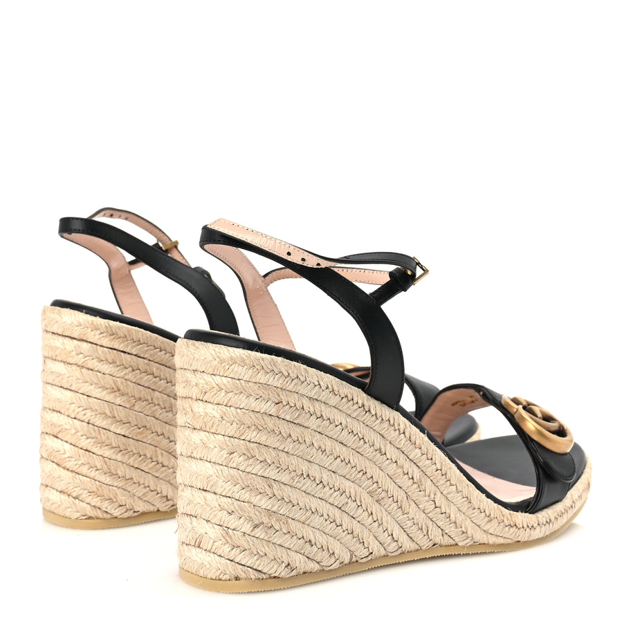 Gucci Galassia Aitana Espadrille 10/95mm Wedge Sandals 40.5 Black Image 4