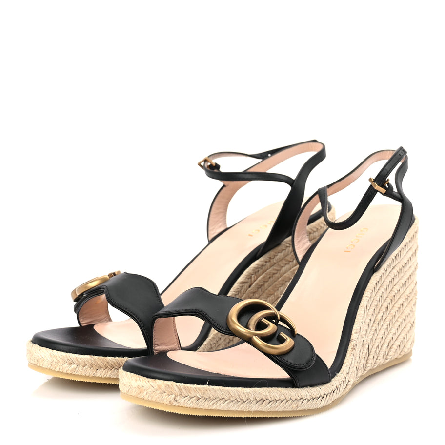 Gucci Galassia Aitana Espadrille 10/95mm Wedge Sandals 40.5 Black Image 5