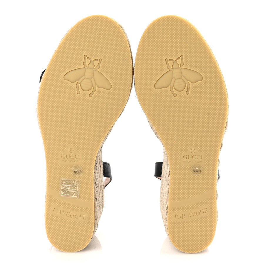 Gucci Galassia Aitana Espadrille 10/95mm Wedge Sandals 40.5 Black Image 6