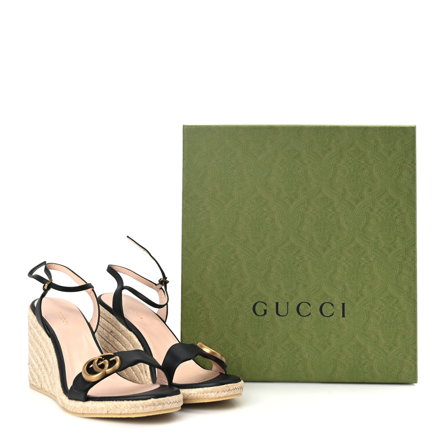 Gucci Galassia Aitana Espadrille 10/95mm Wedge Sandals 40.5 Black Image 8