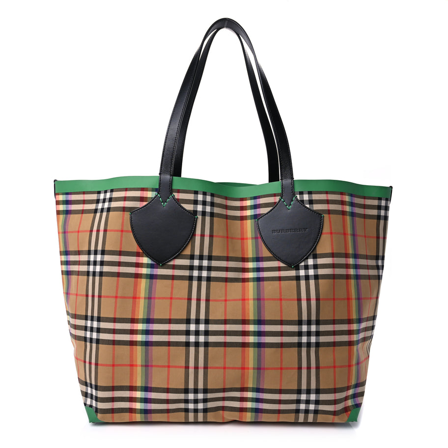 Burberry Vintage Rainbow Check Extra Large The Giant Reversible Tote  Antique Yellow Image 1