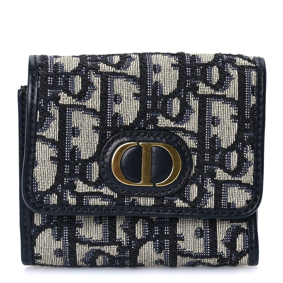 Christian Dior Oblique 30 Montaigne Lotus Wallet Blue Image 1