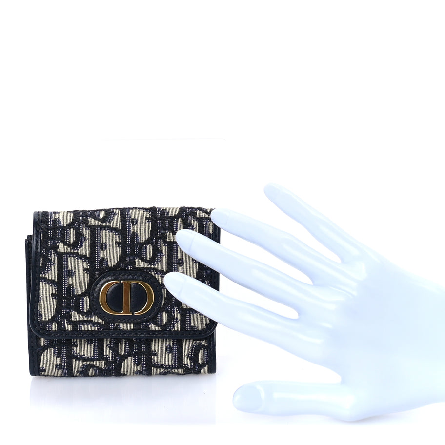 Christian Dior Oblique 30 Montaigne Lotus Wallet Blue Image 2