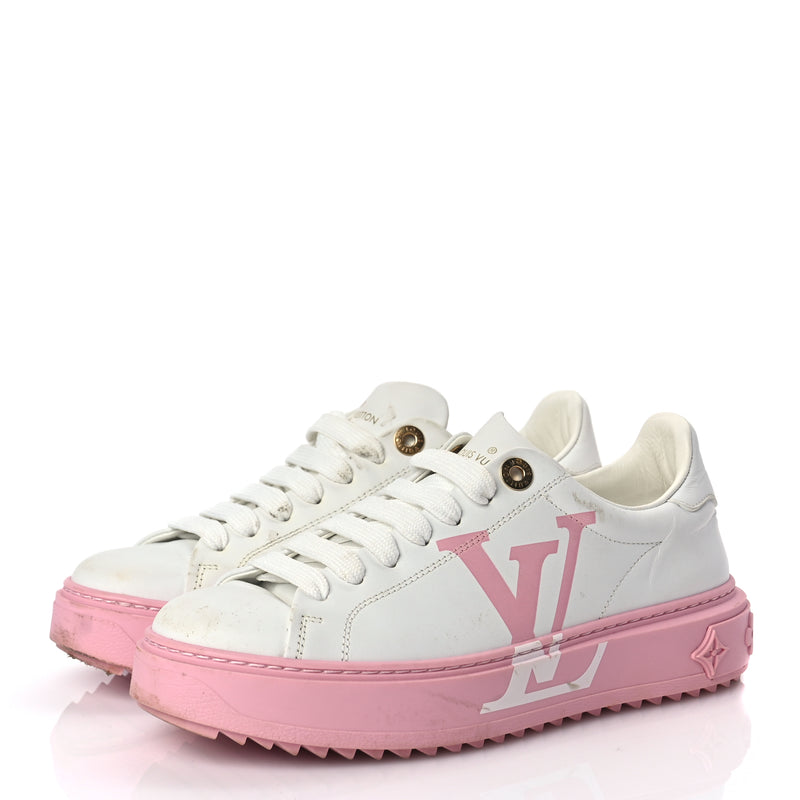  Louis Vuitton Monogram Time Out Sneakers 36 White Pink