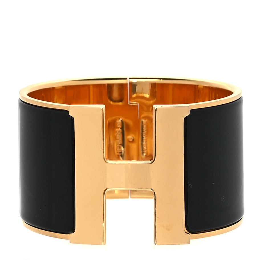 Hermes Enamel Extra Wide Clic Clac H Bracelet PM Black Image 1