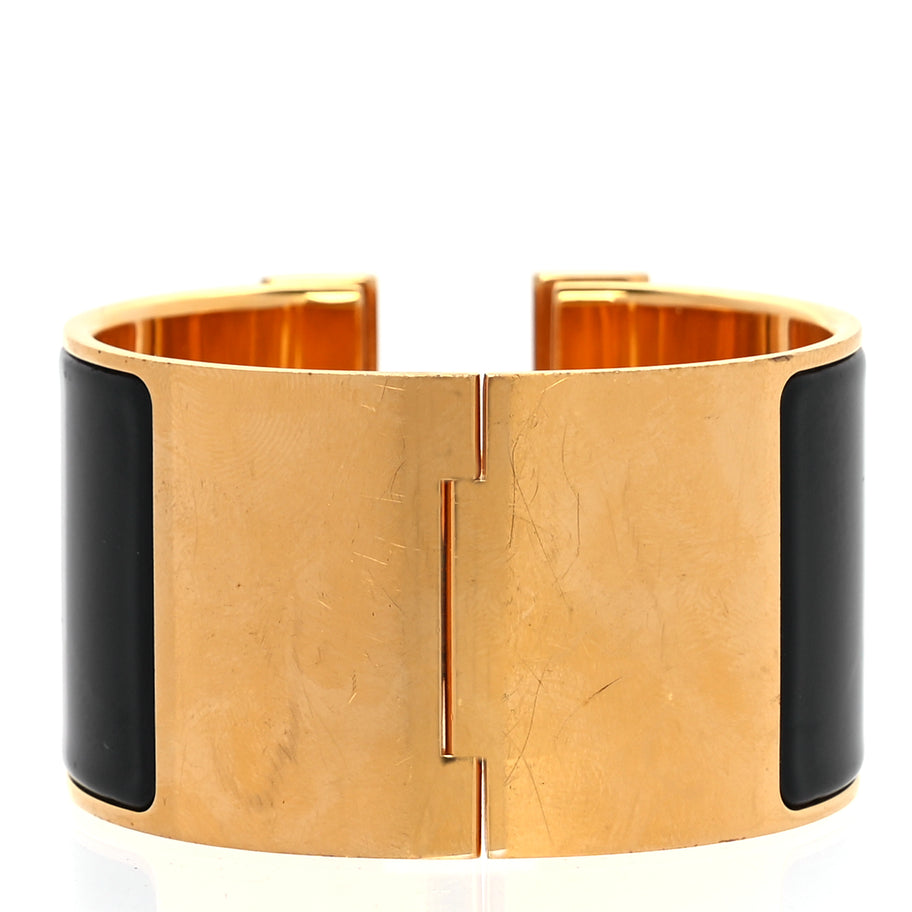 Hermes Enamel Extra Wide Clic Clac H Bracelet PM Black Image 2