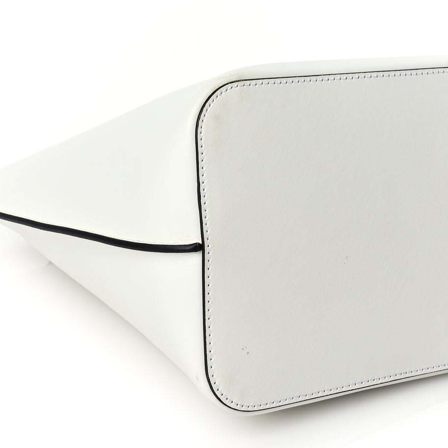 Versace Vitello Large Virtus Bucket Bag Optical White Image 7