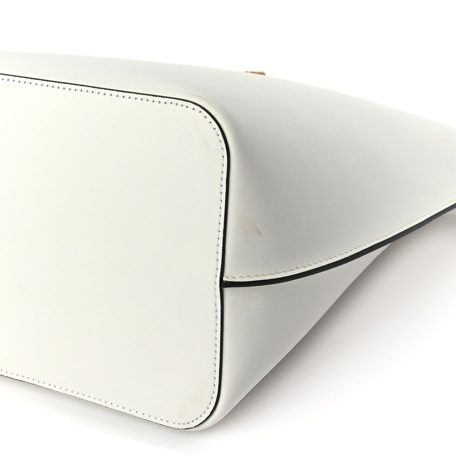 Versace Vitello Large Virtus Bucket Bag Optical White Image 8