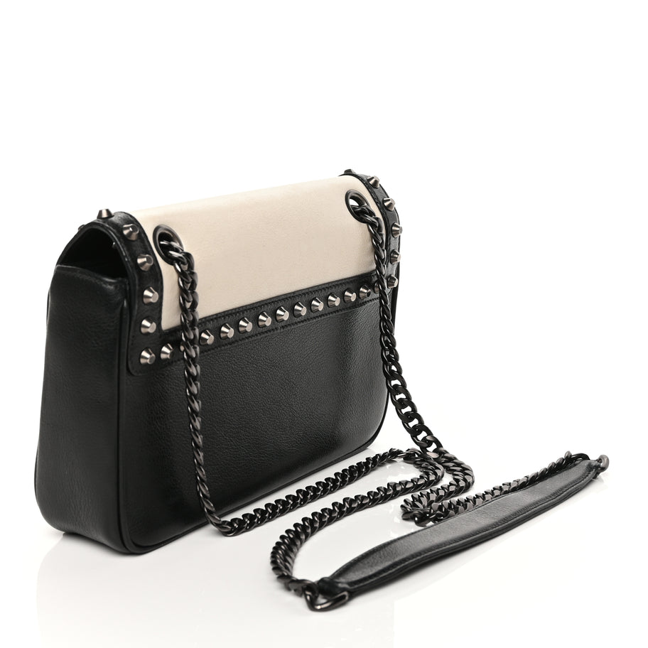 Prada Glace Calfskin Studded Crossbody Black White Image 2