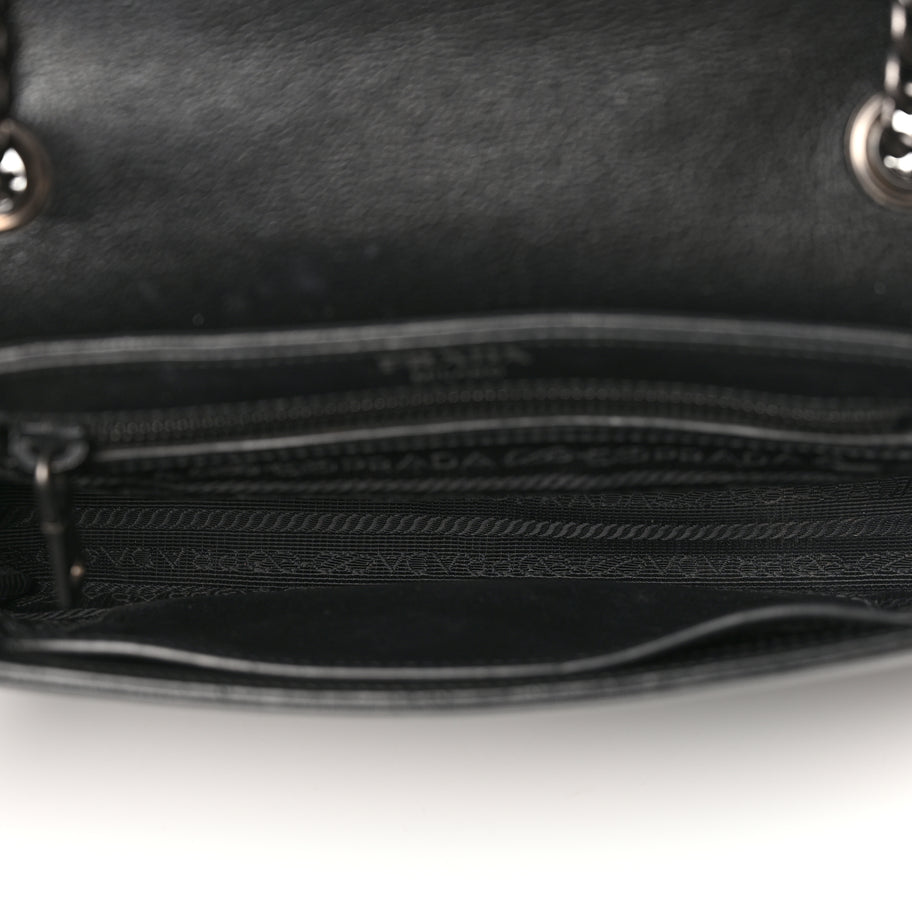 Prada Glace Calfskin Studded Crossbody Black White Image 4