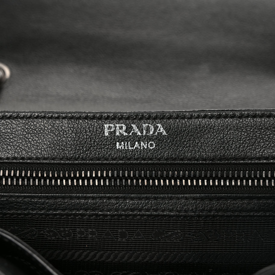 Prada Glace Calfskin Studded Crossbody Black White Image 5