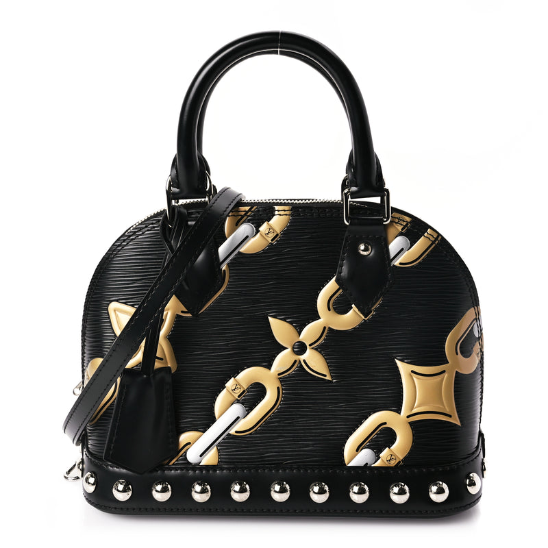  Louis Vuitton Epi Chain Flower Alma BB Black