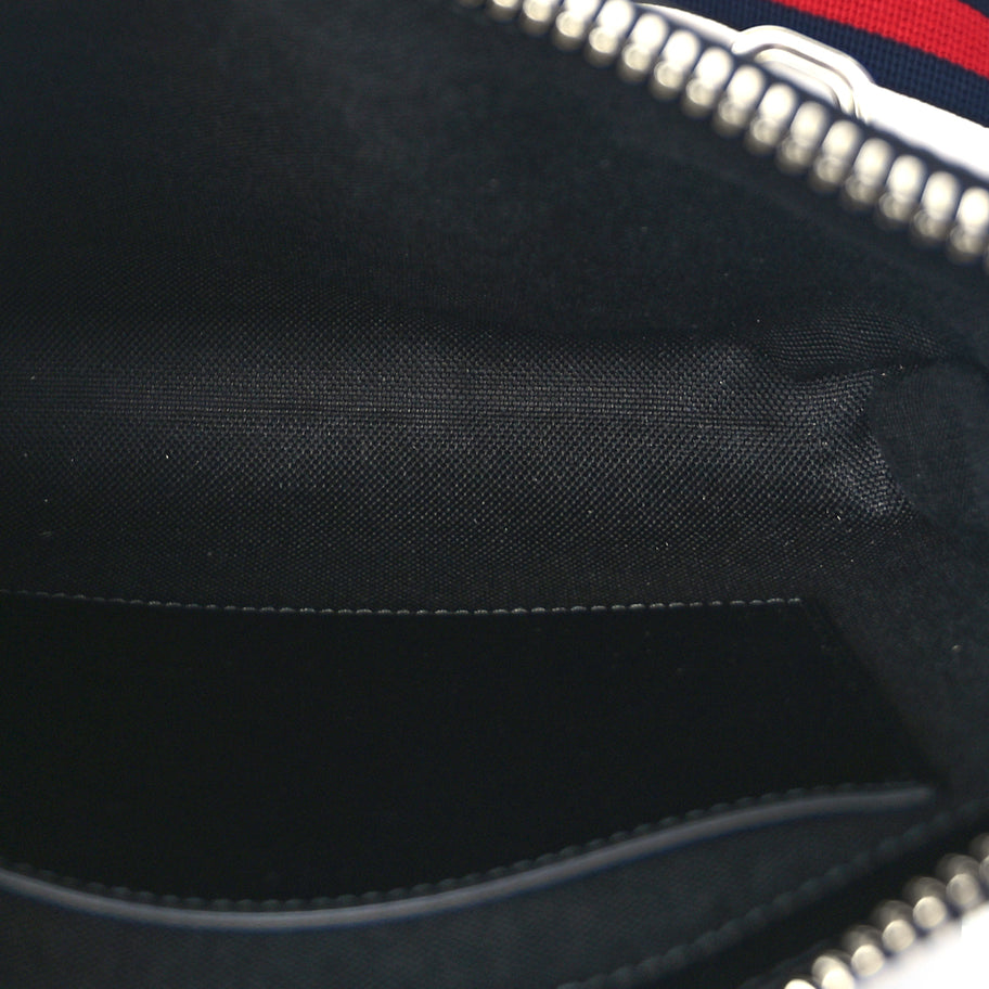 Gucci GG Supreme Monogram Web Small Flat Messenger Bag Black Grey Image 4