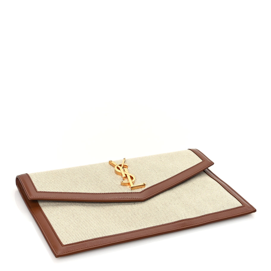 Saint Laurent Canvas Uptown Pouch Natural Beige Brick Image 4