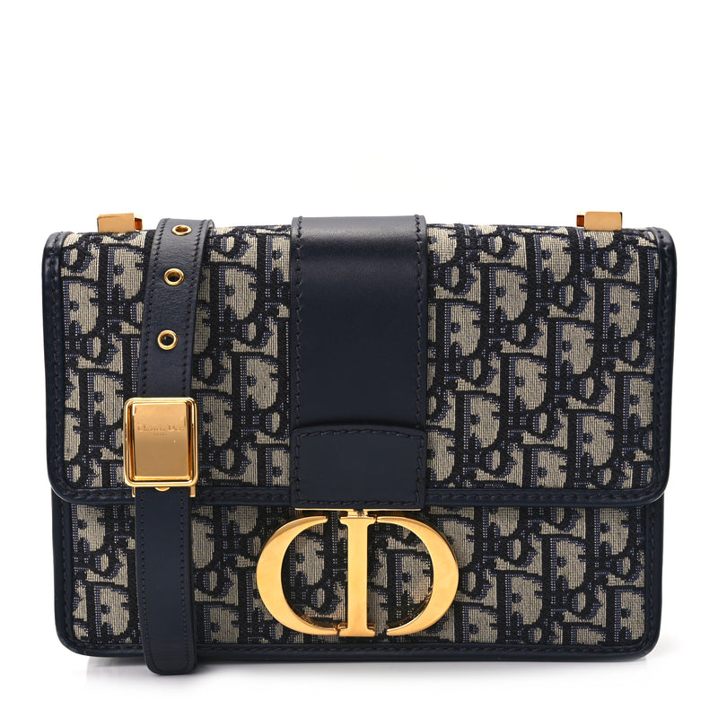  Christian Dior Oblique 30 Montaigne Flap Bag Blue