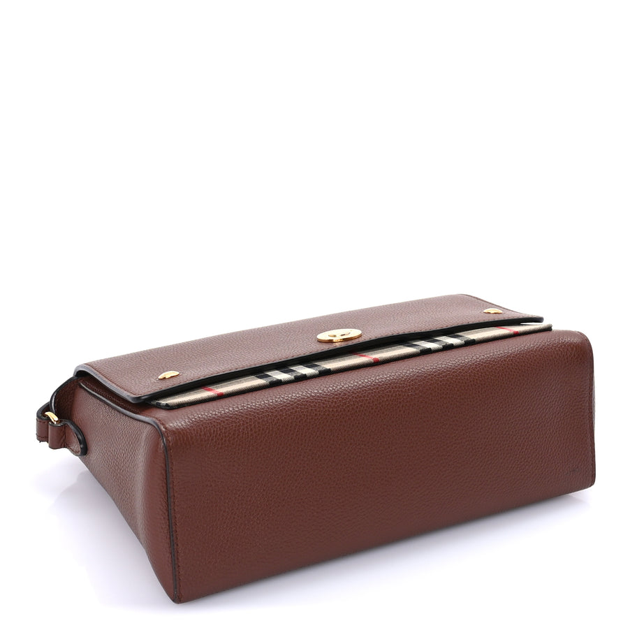 Burberry Calfskin Vintage Check Note Crossbody Bag Tan Image 3