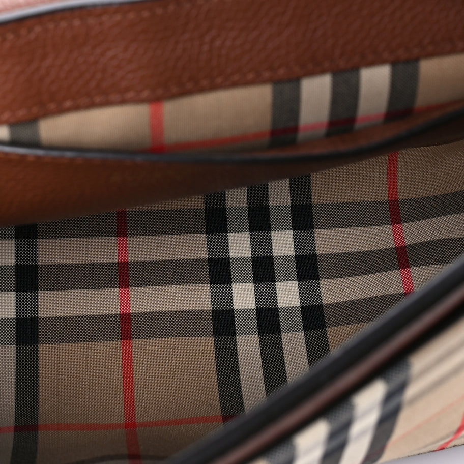 Burberry Calfskin Vintage Check Note Crossbody Bag Tan Image 4