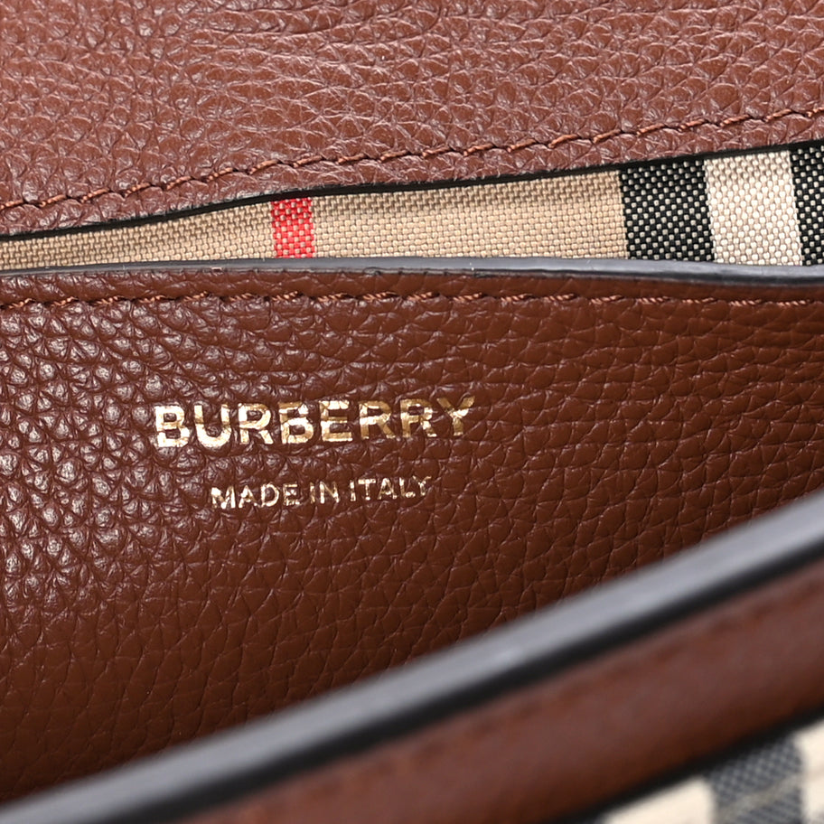 Burberry Calfskin Vintage Check Note Crossbody Bag Tan Image 5