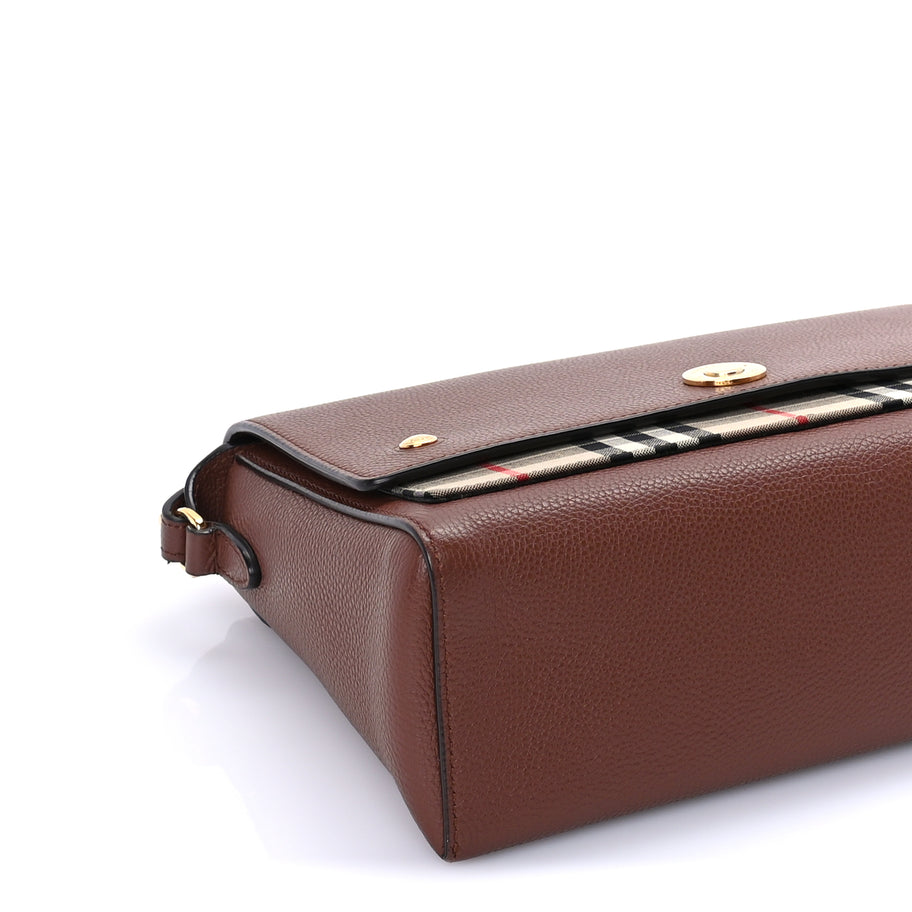 Burberry Calfskin Vintage Check Note Crossbody Bag Tan Image 7