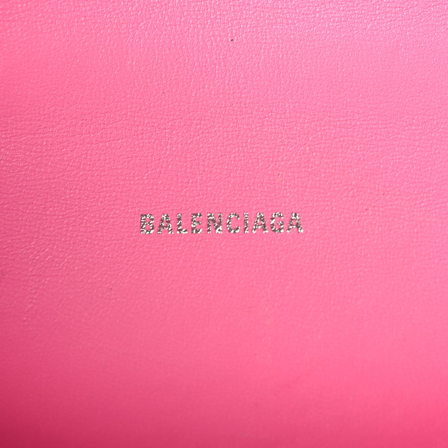 Balenciaga Shiny Calfskin Crocodile Embossed Hourglass Top Handle Bag XS Baby Pink Image 5