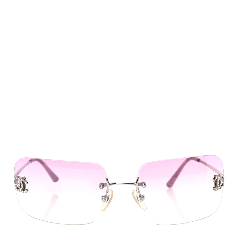  Chanel Metal Crystal CC Logo Sunglasses 4017-D Pink