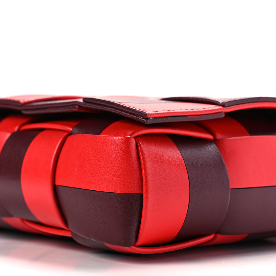 Bottega Veneta Lambskin Maxi Intrecciato Bicolor Cassette Crossbody Bag Red Image 8