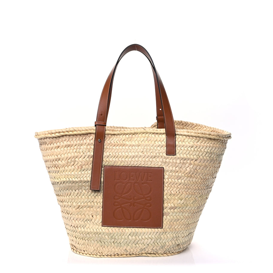 Loewe Raffia Large Basket Tote Bag Natural Tan Image 1
