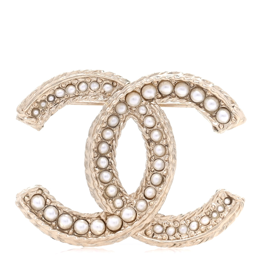 Chanel Pearl CC Brooch  Gold Image 1