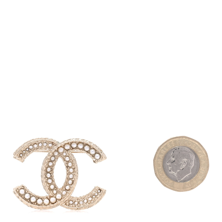 Chanel Pearl CC Brooch  Gold Image 2