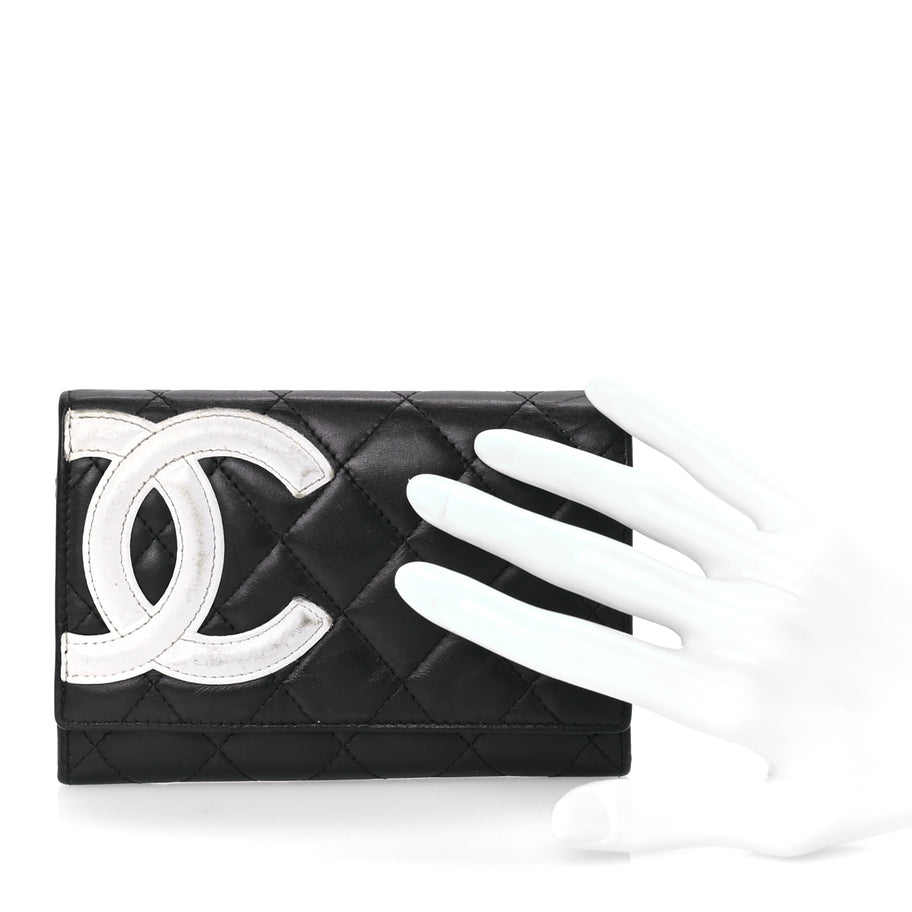 Chanel Calfskin Quilted Cambon Flap Wallet Black White Image 2