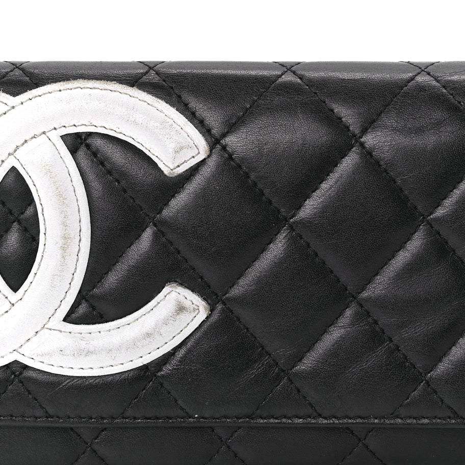 Chanel Calfskin Quilted Cambon Flap Wallet Black White Image 3