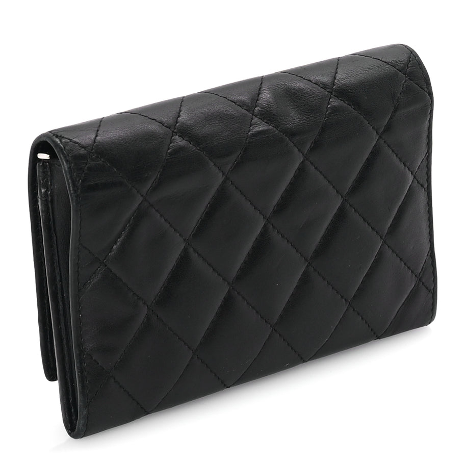 Chanel Calfskin Quilted Cambon Flap Wallet Black White Image 4