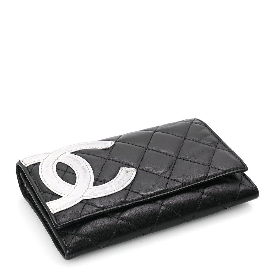 Chanel Calfskin Quilted Cambon Flap Wallet Black White Image 5