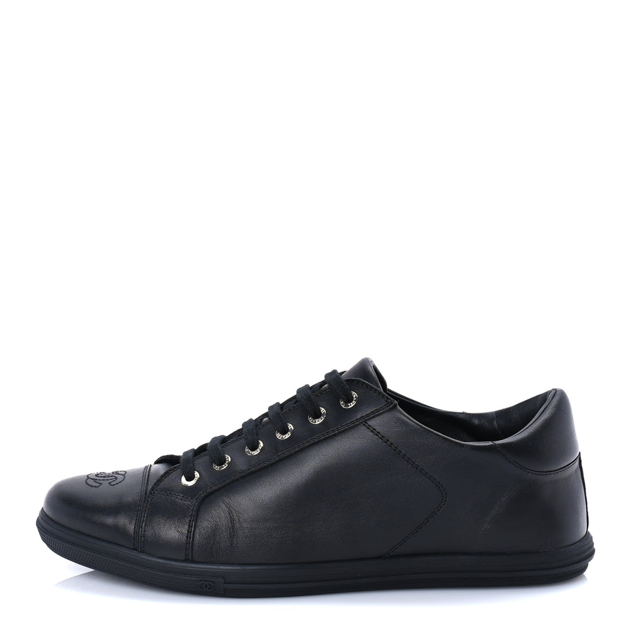 Chanel Calfskin Mens CC Cap Toe Sneakers 41 Black Image 1