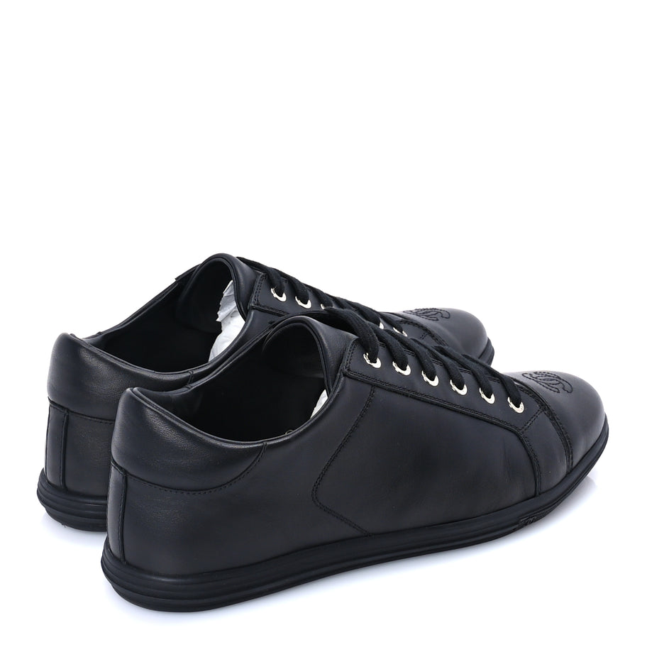Chanel Calfskin Mens CC Cap Toe Sneakers 41 Black Image 4