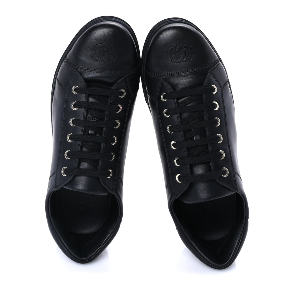 Chanel Calfskin Mens CC Cap Toe Sneakers 41 Black Image 5
